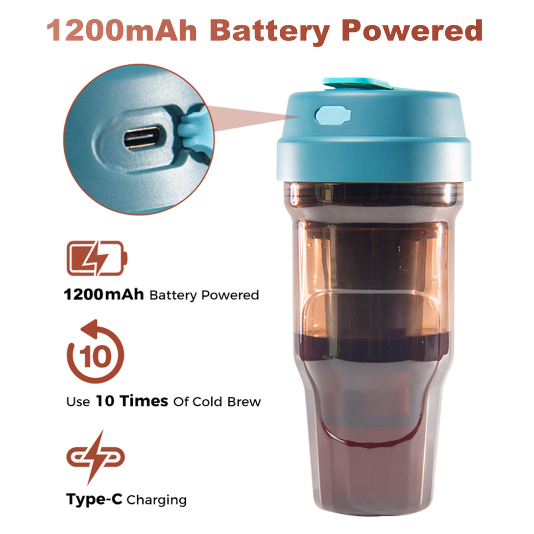 Portable Electric Cold Brew Coffee Cup 1200mAh Battery Powered