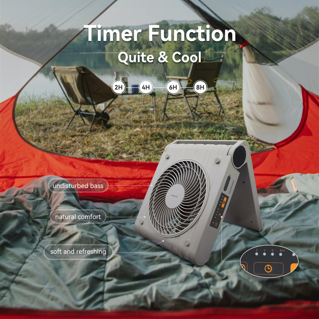 Portable Camping Solar Fan 4 Timer Functions
