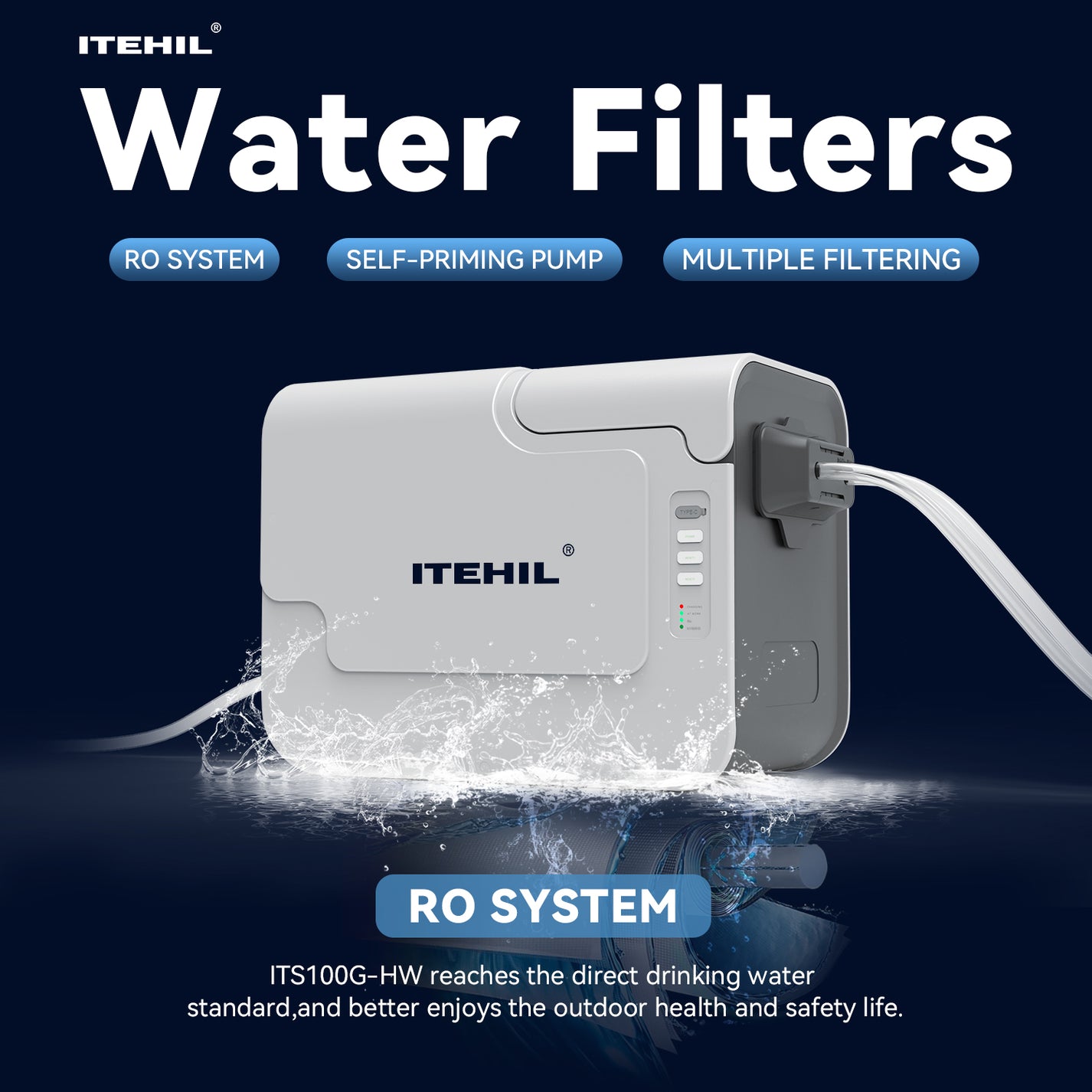 ITEHIL Portable Self Pump Water Filter System, Activated Carbon