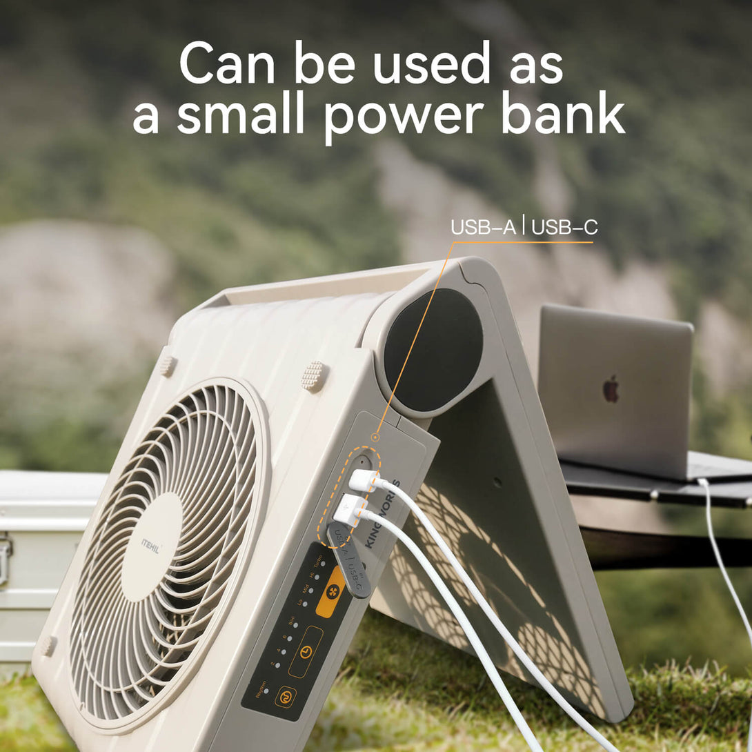 Portable Solar Fan Can Be Used As a Small Power Bank