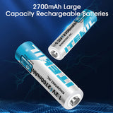 8 Count  NiMH AA Rechargeable Batteries with 8-Bay Individual Charger