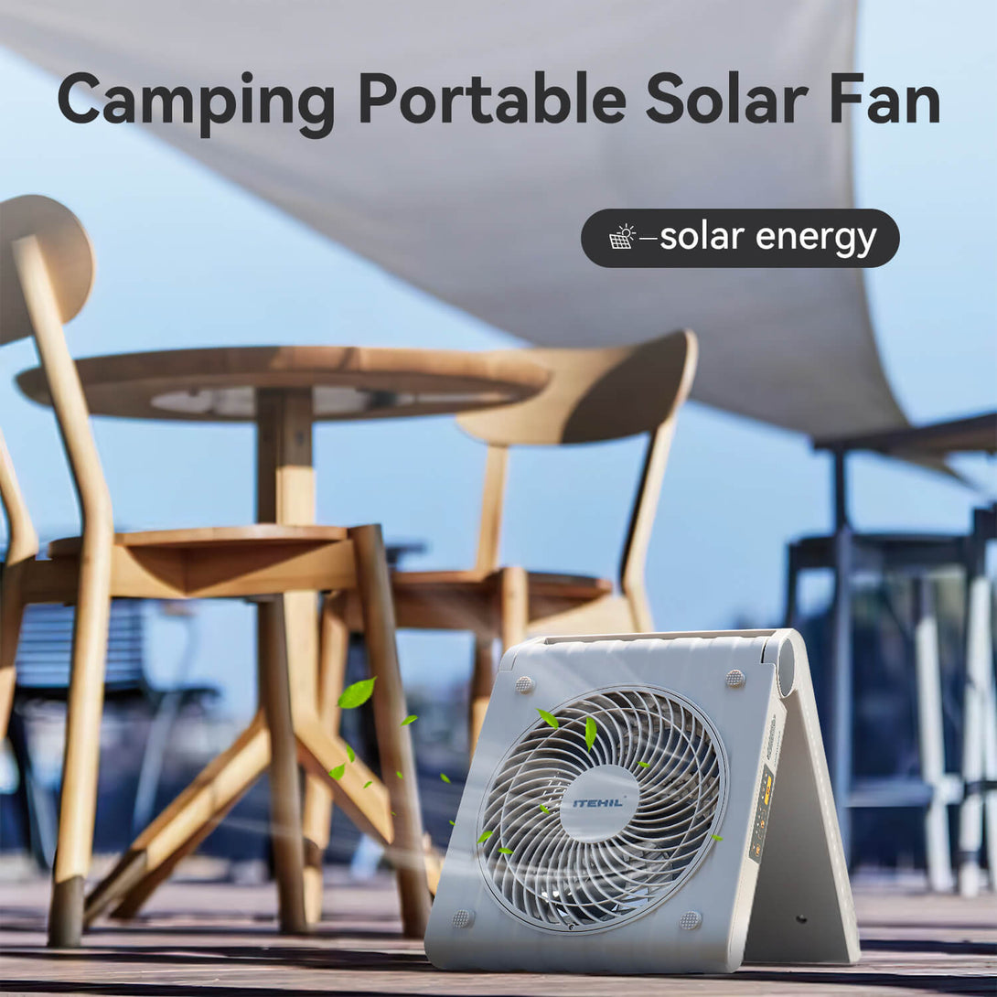 Portable solar fan for patio